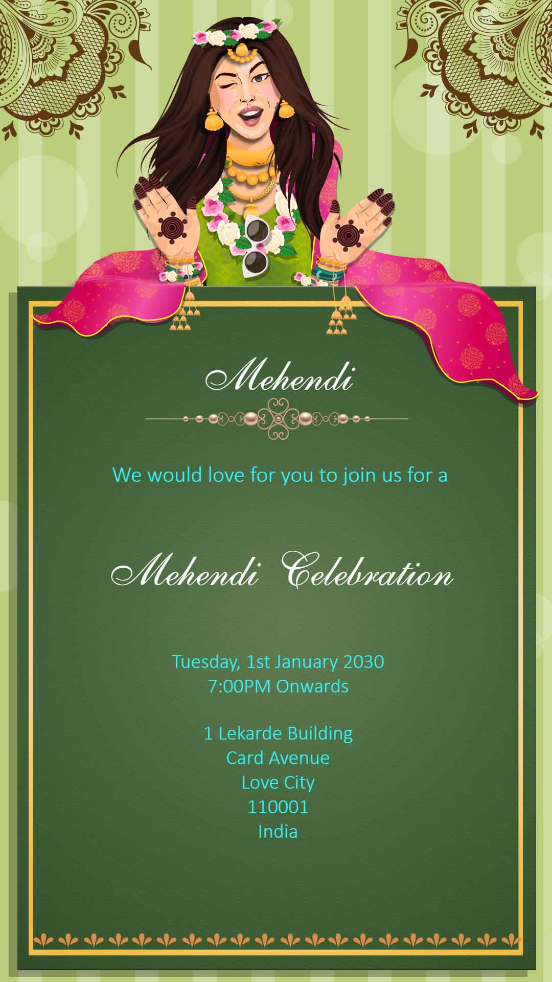 Mehndi Invitation Card - Happy Invites Digital Ecard Maker